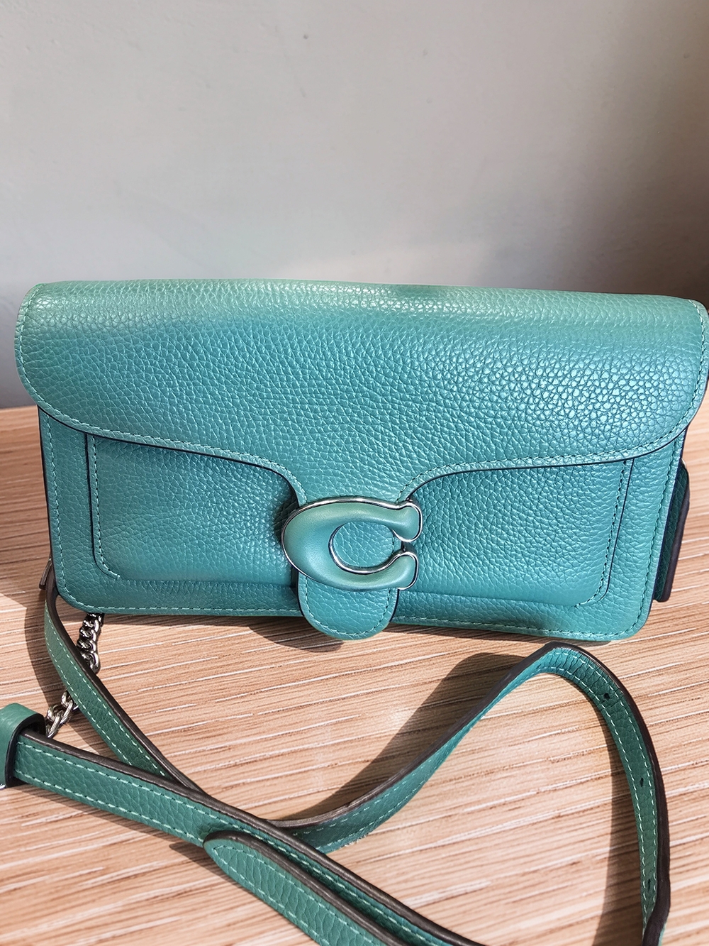 COACH Tabby Pebbled Leather Crossbody Teal Green